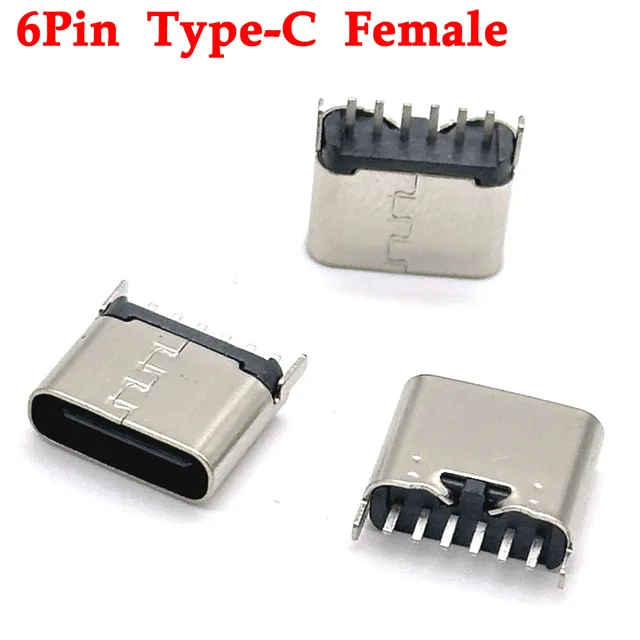 6-pinowe złącze żeńskie USB C do montażu panelowego Gniazdo TYPE-C Port ładowania typu przewodu lutowniczego Gniazdo z PD szybkie ładowanie Pionowe 6,8H