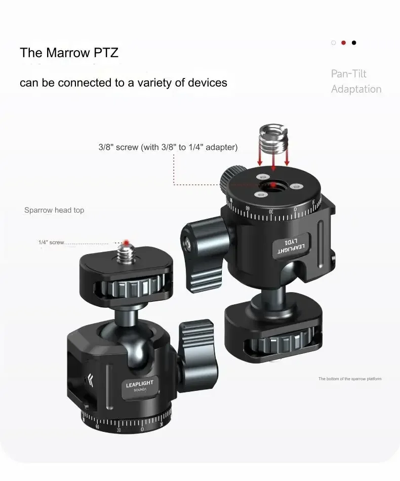Tripod Heads Hot Shoe 1/4 Screw Hole Tripod Mount Camera Head Adapter Ball Head 360 Panoramic Phone Holder Universal Ballhead