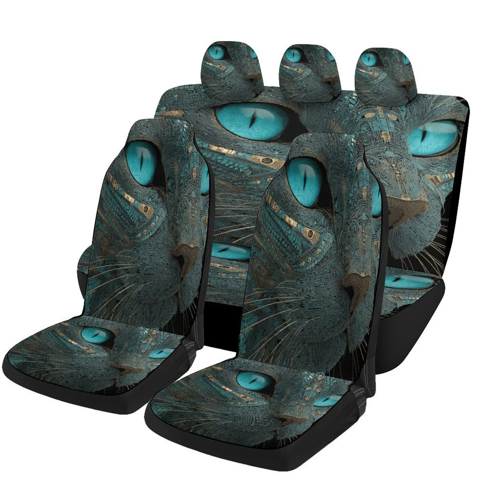 Cyber Cat Designed Car Seat Cover Set For Most Cars, High-quality Comfortable Car Seat Protector Covers Full Set, Car Seat Cove
