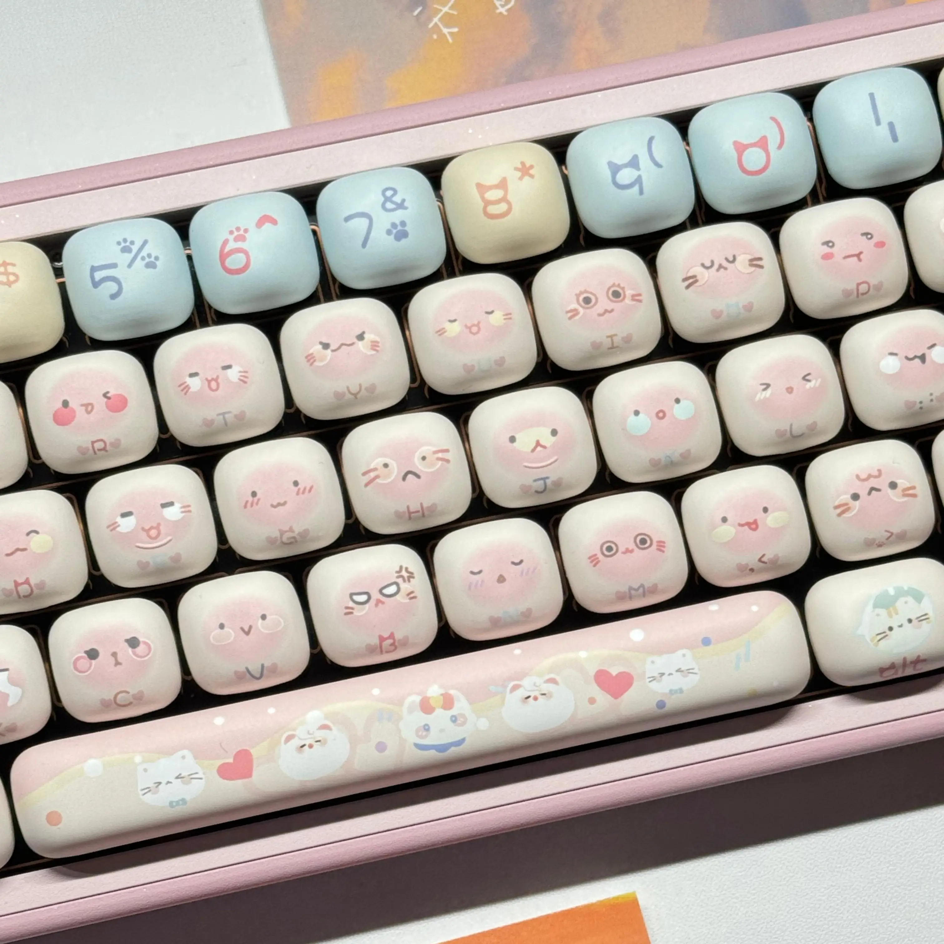 MOG High Sweetheart Cat Pink Dream 140 Tombol Keycap Keyboard Mekanis