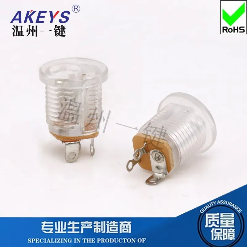 DC-022m Transparent DC Power Socket 5.5-2.1mm round Hole Threaded Nut Dc022 Dc2.0 round Needle