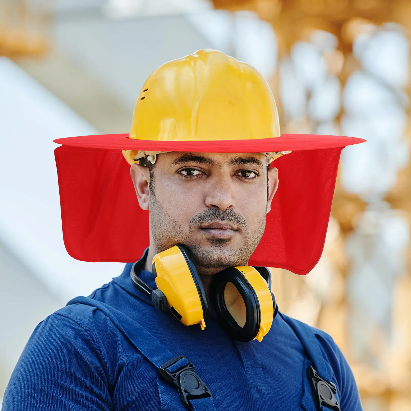 Hard Hat Sun Shade Neck Shade Wide Brim Reflective Strips Construction Visor Mesh Fabric Safety Visor