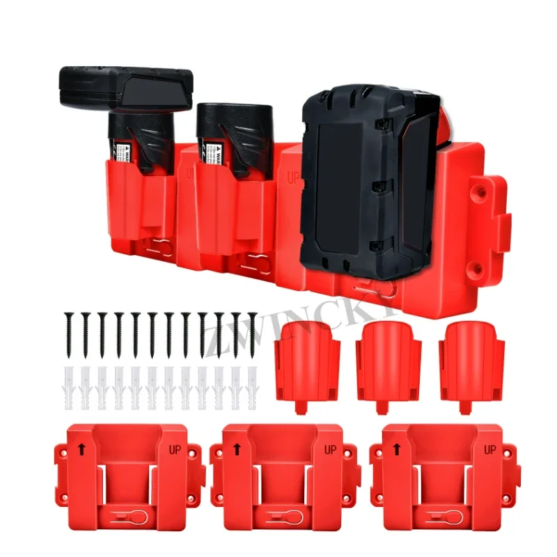 Electric Tool Battery Rack suitable for Milwaukee 12V-18V Lithium Battery 2-in-1 Storage Wall Bracket Battery Holder Wall Mount