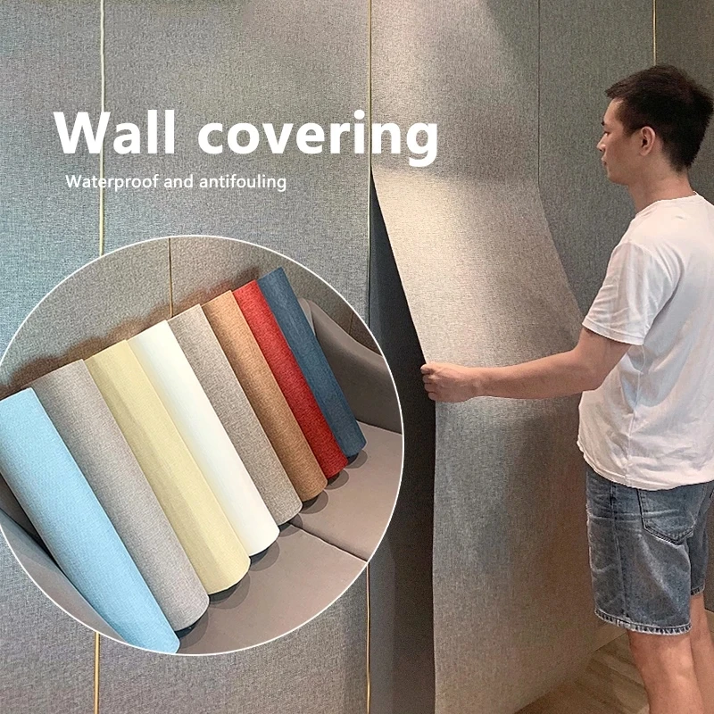 

XPE Thickening Linen Wall Cloth Self-adhesive Wallpaper Anti-collision Waterproof Background Wall Bedroom Hotel Wall Decoration