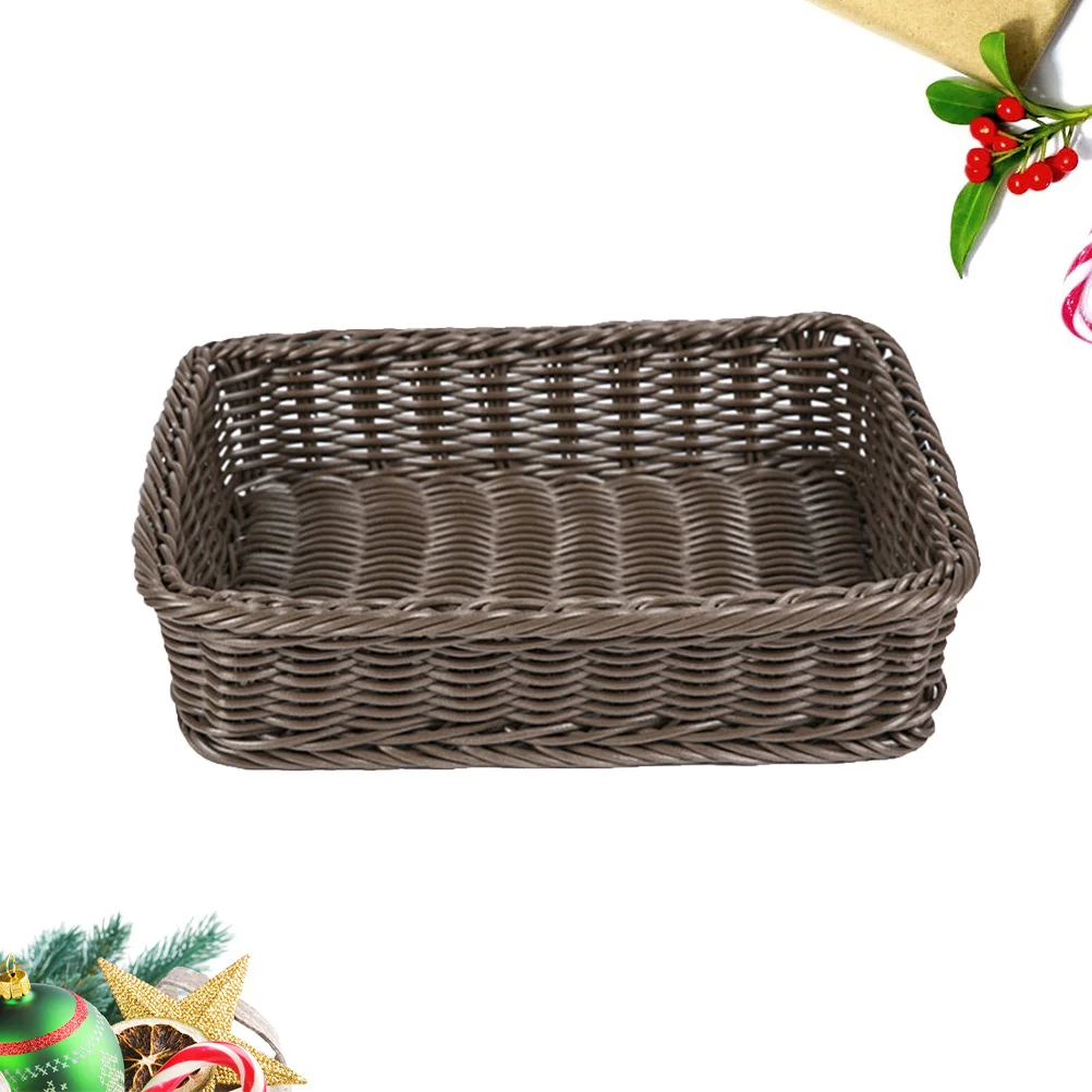 Cesta de pan de mimbre sintética, contenedor de almacenamiento tejido para café, aperitivos, frutas, verduras, hogar, cocina, Hotel, 40x30x8cm