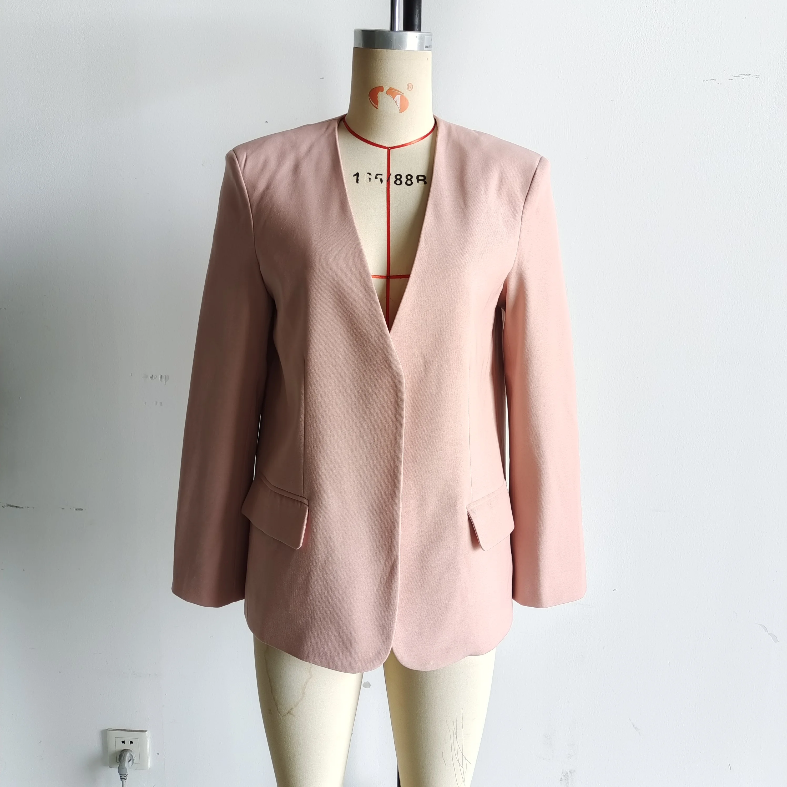 KONDALA Rosa Vintage Langarm Streetwear Frauen Casual Blazer Büro Dame Einreiher V-ausschnitt Chic Y2K Weibliche Outwear