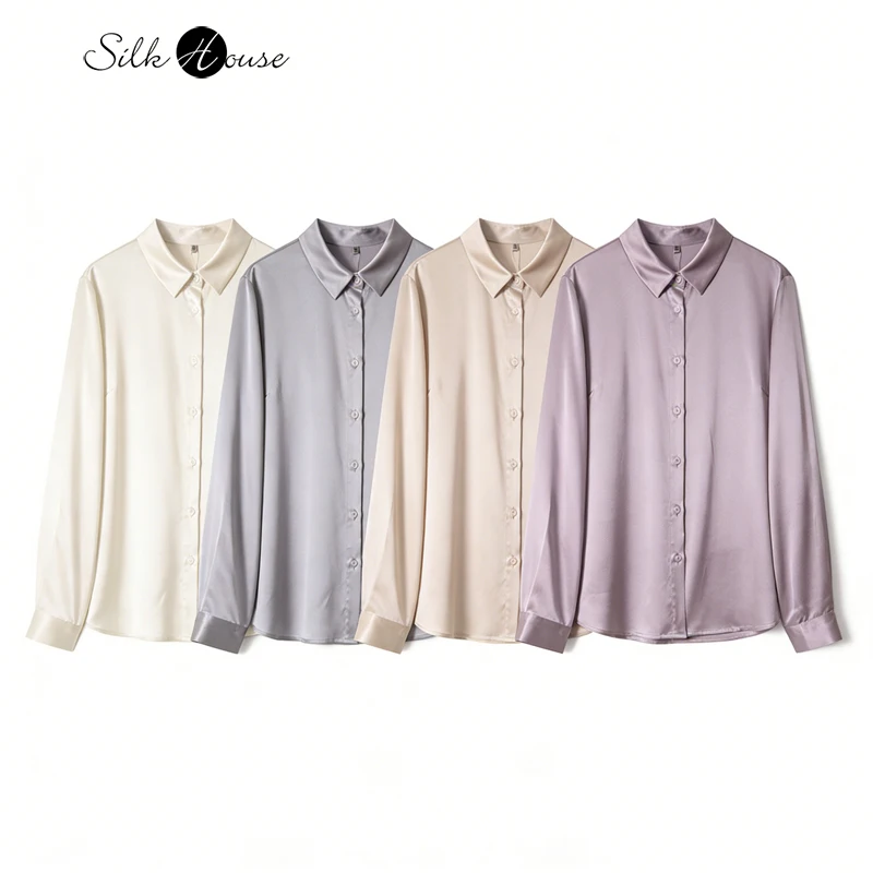 2026 أوائل الربيع جديد عصري مزاجه الأساسية تنوعا 92.8% الحرير التوت الطبيعي مطاطا الساتان ركاب قميص نسائي