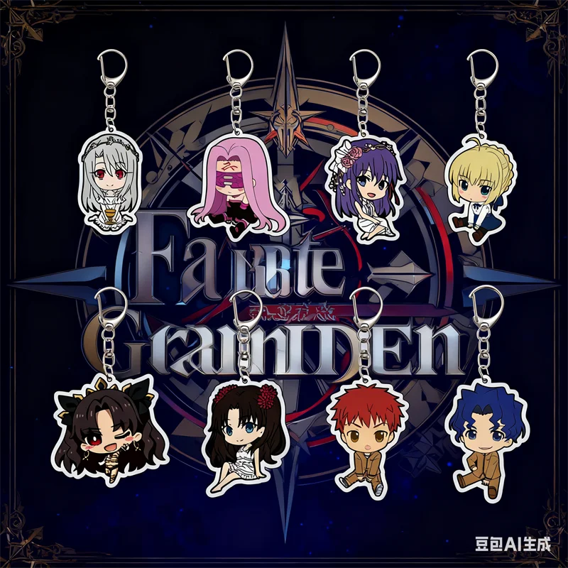 Anime Fate Grand Order periférico FGO juego Saber Merlin Mash Gilgamesh Astolfo lindo llavero de figura acrílica llavero de regalo