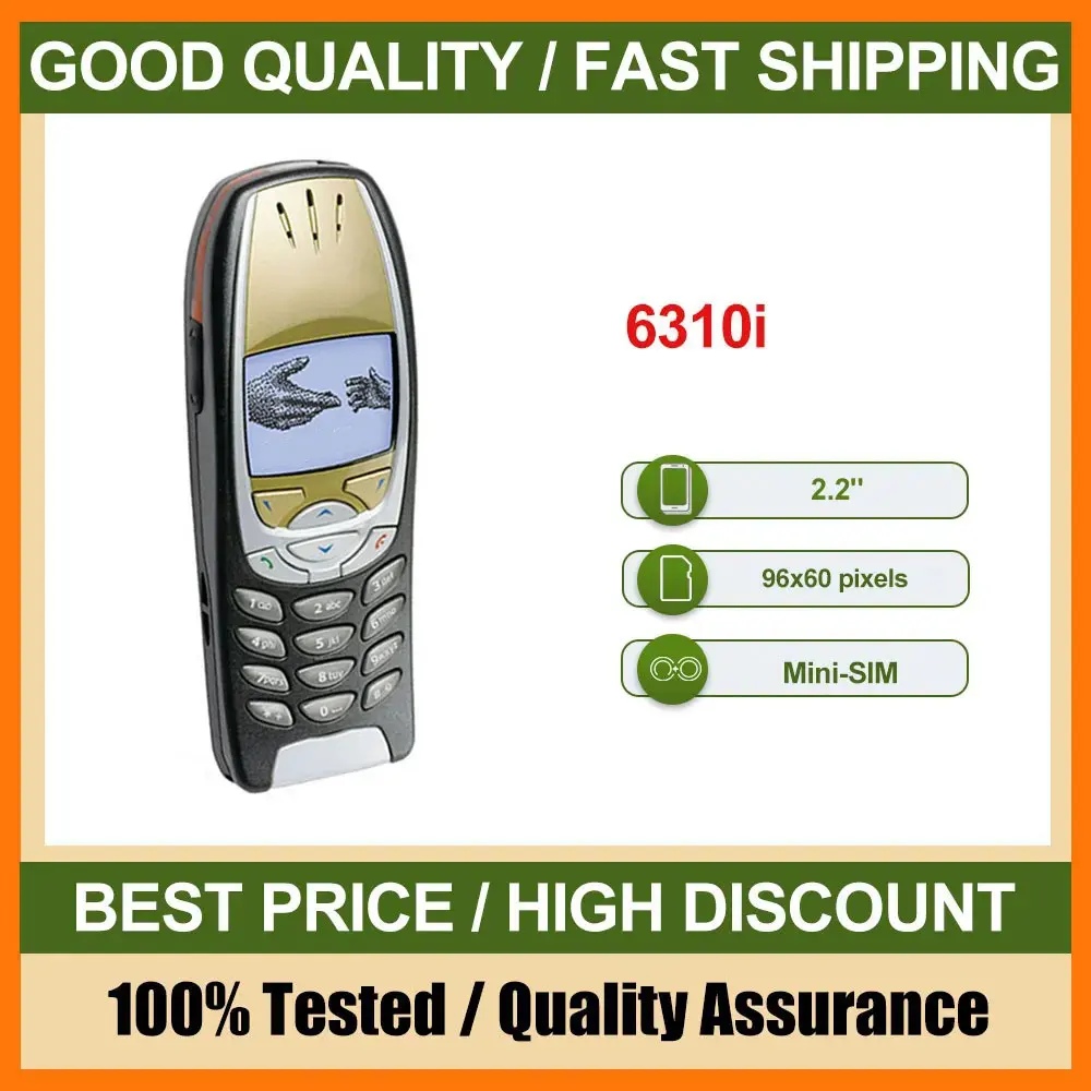 هاتف محمول أصلي 6310i مصنوع في فنلندا يدعم اللغة الإنجليزية بحالة جيدة