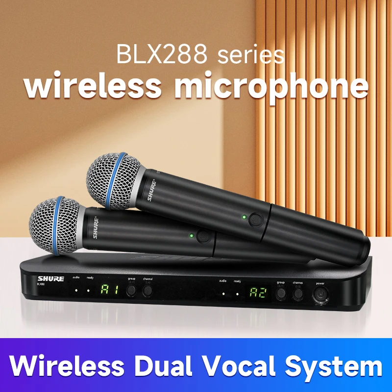 

BLX288 UHF Wireless Microphone System - Perfect for Church, Karaoke, Vocals - 300 ft Range/BT 58A/S58 Handheld Vocal Mics