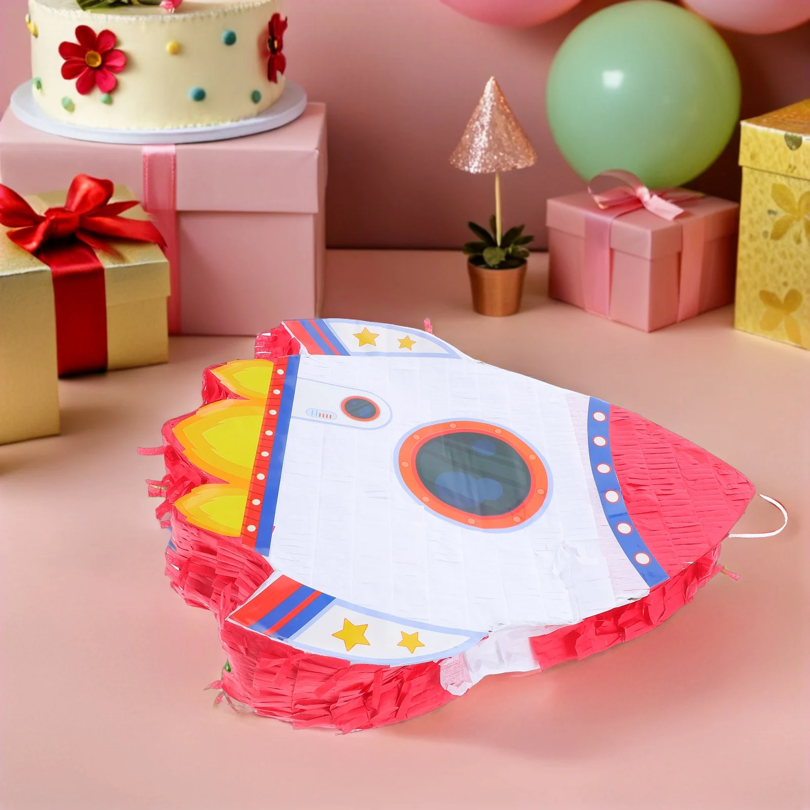 

Rocket Pinata Kids Party Supplies Blindfold Eye Mask Cardboard Crepe Paper Fillable Birthday Carnival Decor Games
