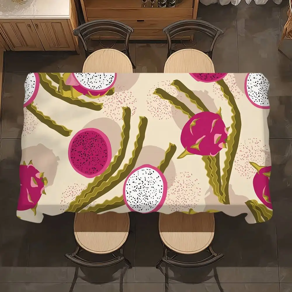 Pitaya Fruit Black Seeds Table Cloth Home Party Picnic Dining Room Kitchen Patios Stain-Proof Polyester Table Cloth