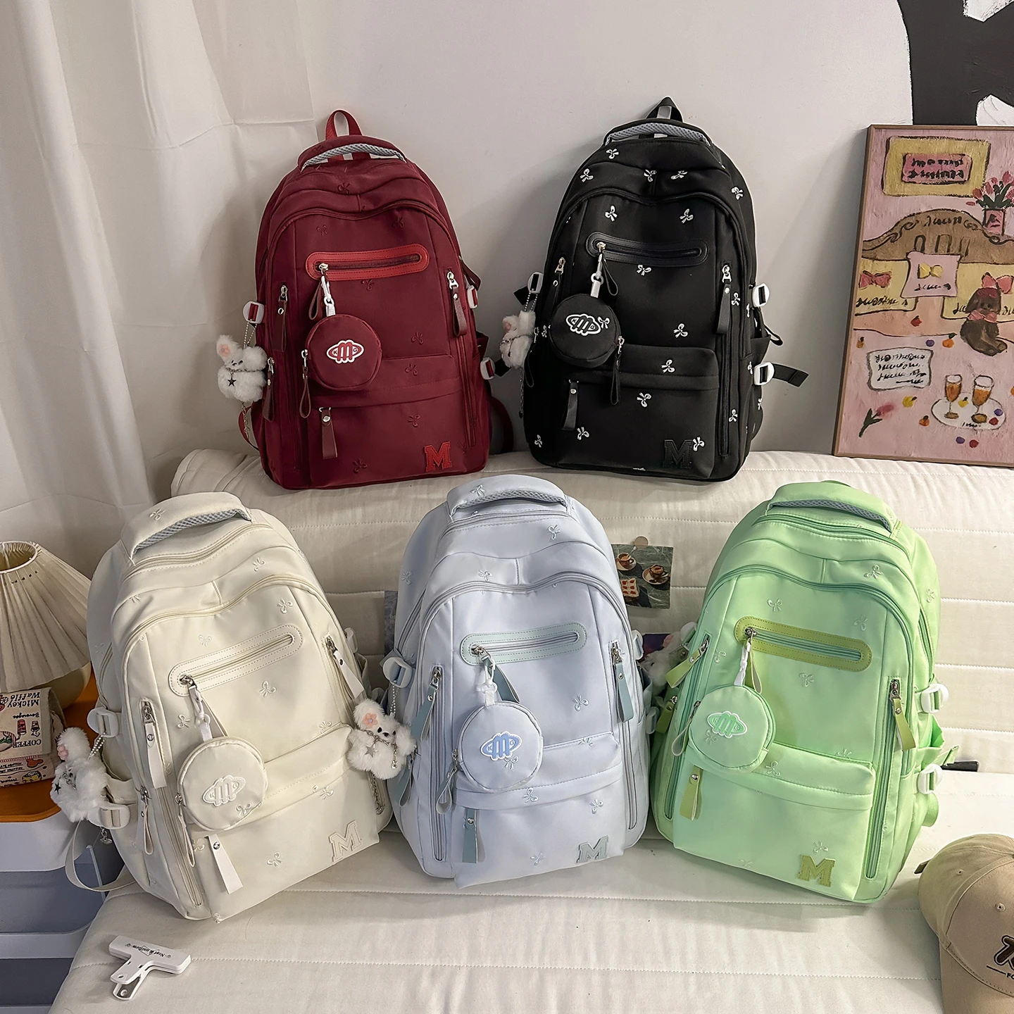 

High-Value Student Backpack for Girls Large Capacity School Bag Commuter Double Shoulder Bag Wholesale Export