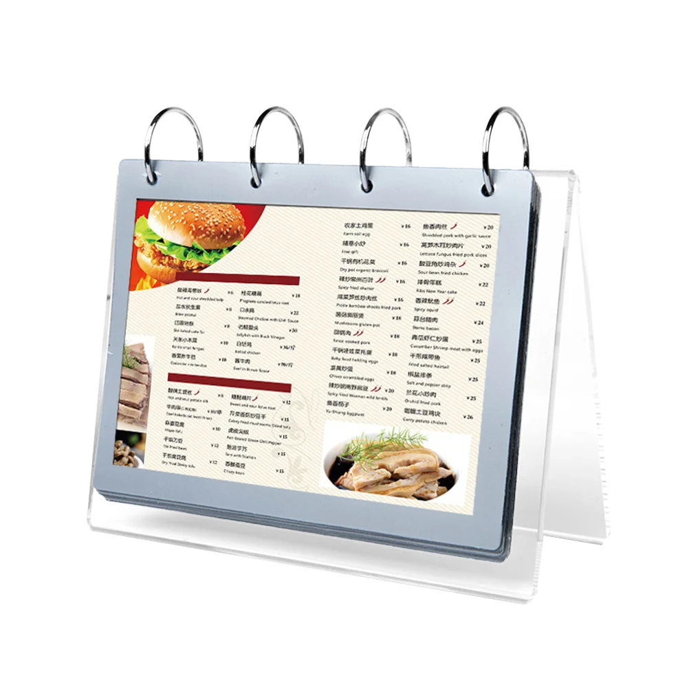 Acrylic Double-Sided Price Holder Transparent Conference Name Card Stationary with 6 Page PVC Loose Sheet for Company Store