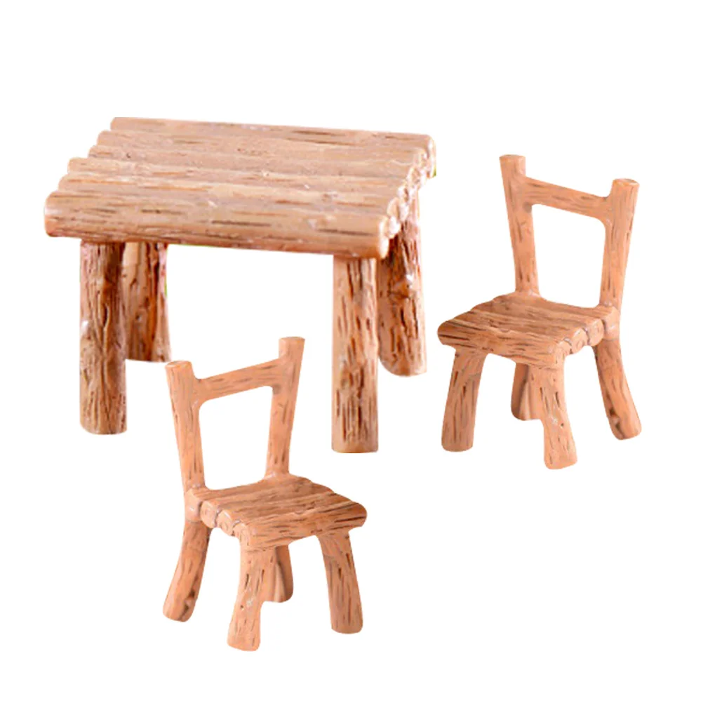 

1 set Moss Ornaments Miniature Table Chair Set Resin Landscape Accessory DIY Bonsai Decor Small Garden Furniture Mini Gardening
