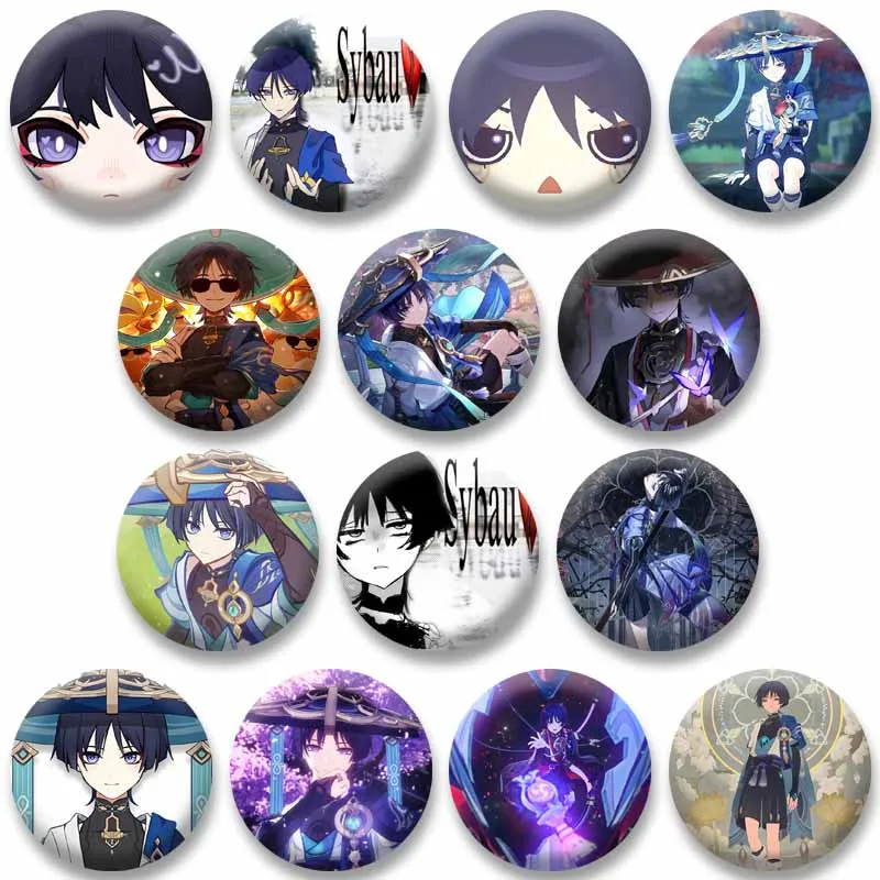 Genshin Impact Wanderer Button Brooch Cartoon Game Character Lapel Pins Coat Backpack Shoes Jewelry Badges Gift for Kids Friends