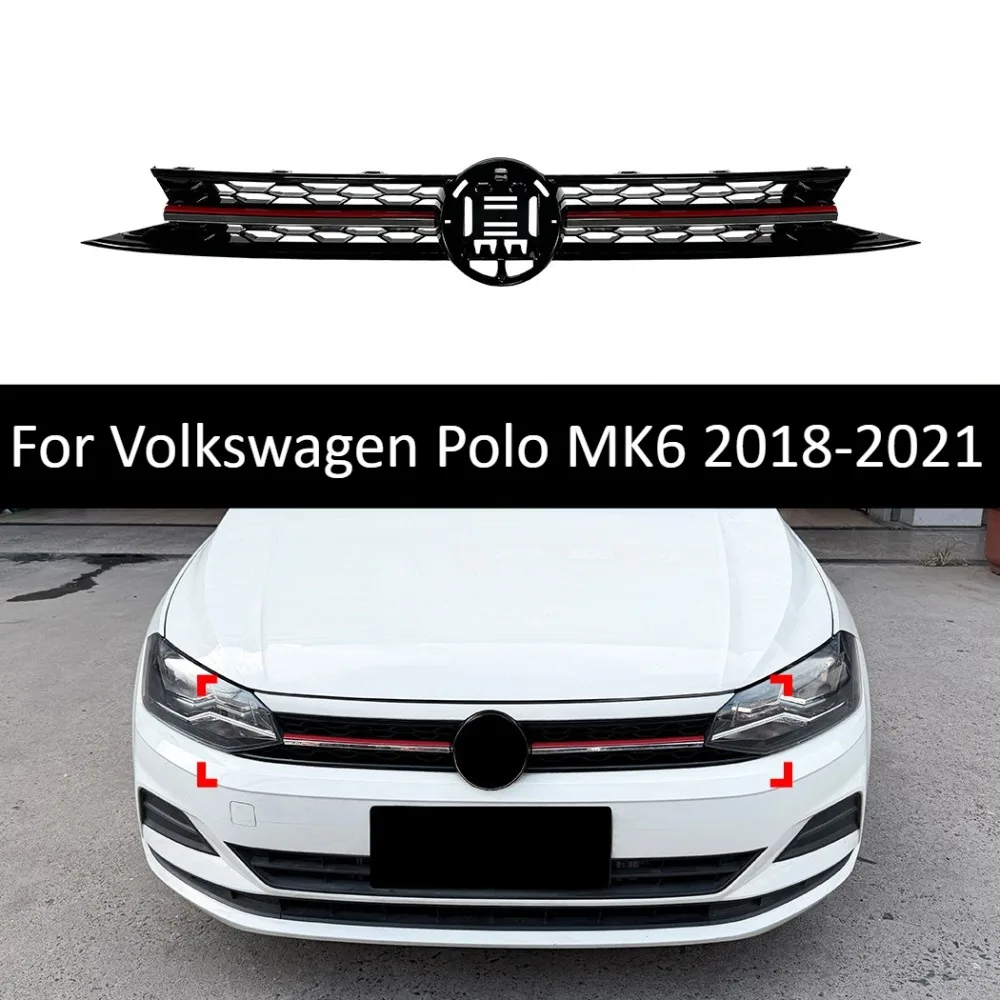 Front Honeycomb Grille For Volkswagen Polo MK6 2018-2021 Bumper Air Intake Mesh Grill Exterior Styling Replacement Accessory Kit
