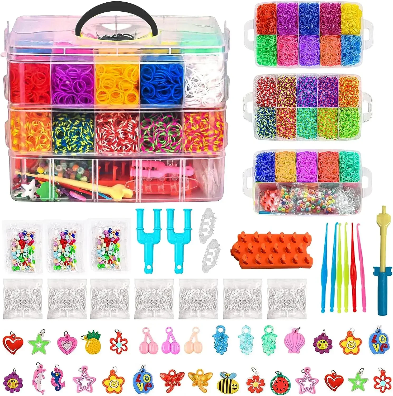 Tęczowe bransoletki Krosno +4500 szt. DIY Łatwe bez krosna (DIY Loom Bands) Arts & Crafts, Zabawki Gumki do bransoletek