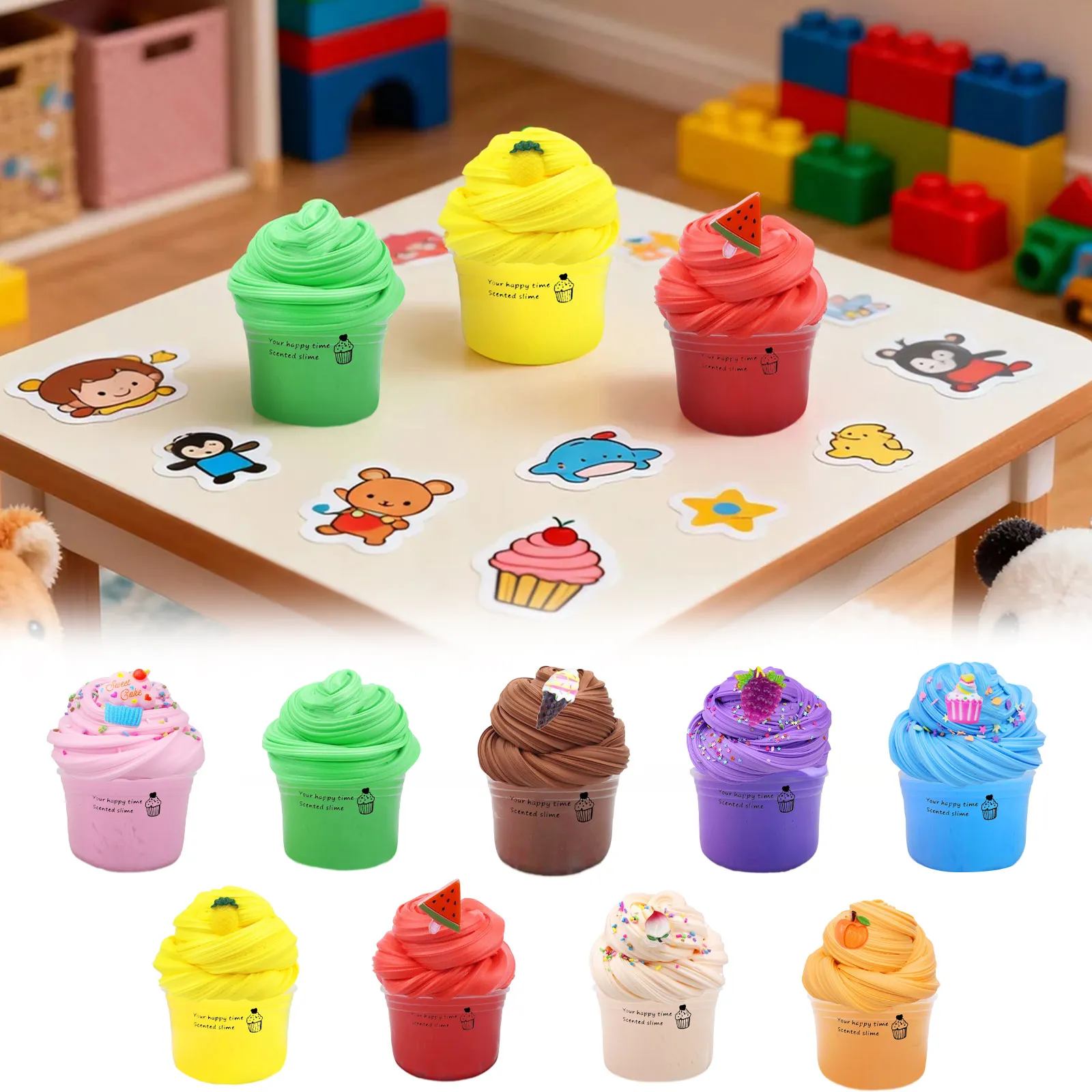 Butter Slime Marshmallow Fruit Slime Super Soft Stretchy Non-sticky Clay Light Plasticine Putty Playdough Toys Random Accessory