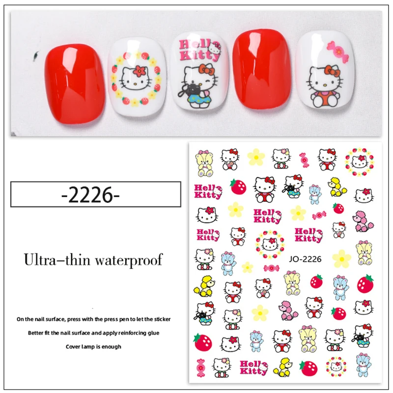 3D Anime Hello Kitty Nail Sticker Sanrio Cartoon Nail Art Supplies Kawaii My Melody Sticker Nail Decals DlY Nail Accessories