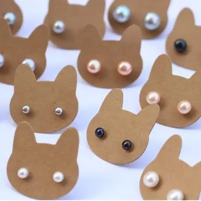 

50pcs 3.5*3.5cm Cat Shape Display Card for Earrings Ear Studs Jewelry Cardboards Price Tags Necklace DIY Accessories