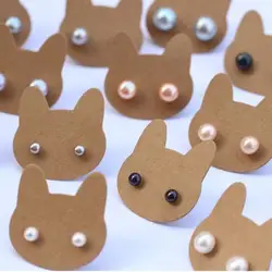 50pcs 3.5*3.5cm Cat Shape Display Card for Earrings Ear Studs Jewelry Cardboards Price Tags Necklace DIY Accessories