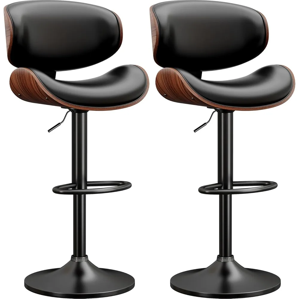 Bar Stools ，Modern PU Leather Adjustable Swivel ,  Island Barstool with Back