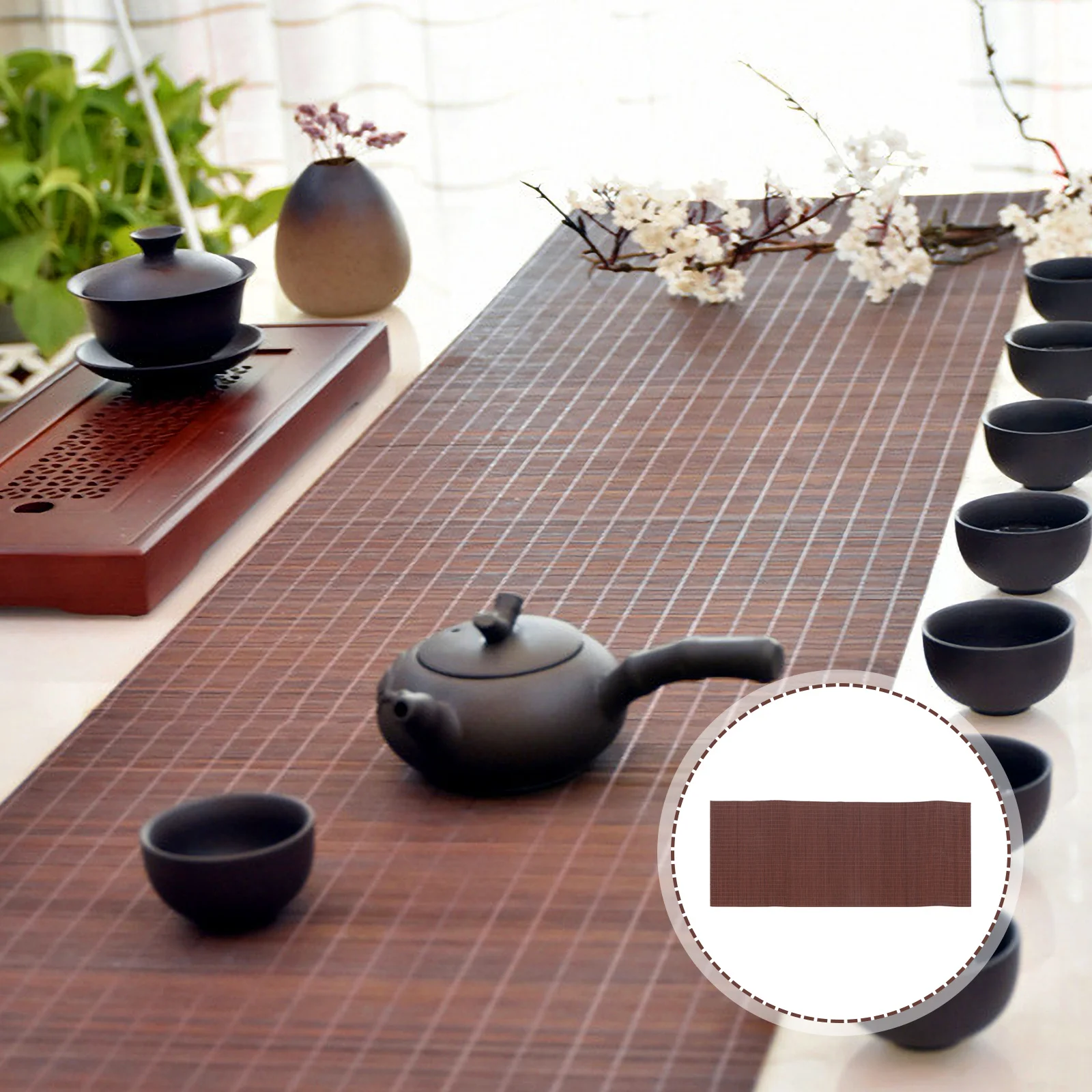

Handmade Bamboo Table Runner Kungfu Set Slat Mat For Home Premium Placemat Cushion Table Mat Tea Room Tablecloth