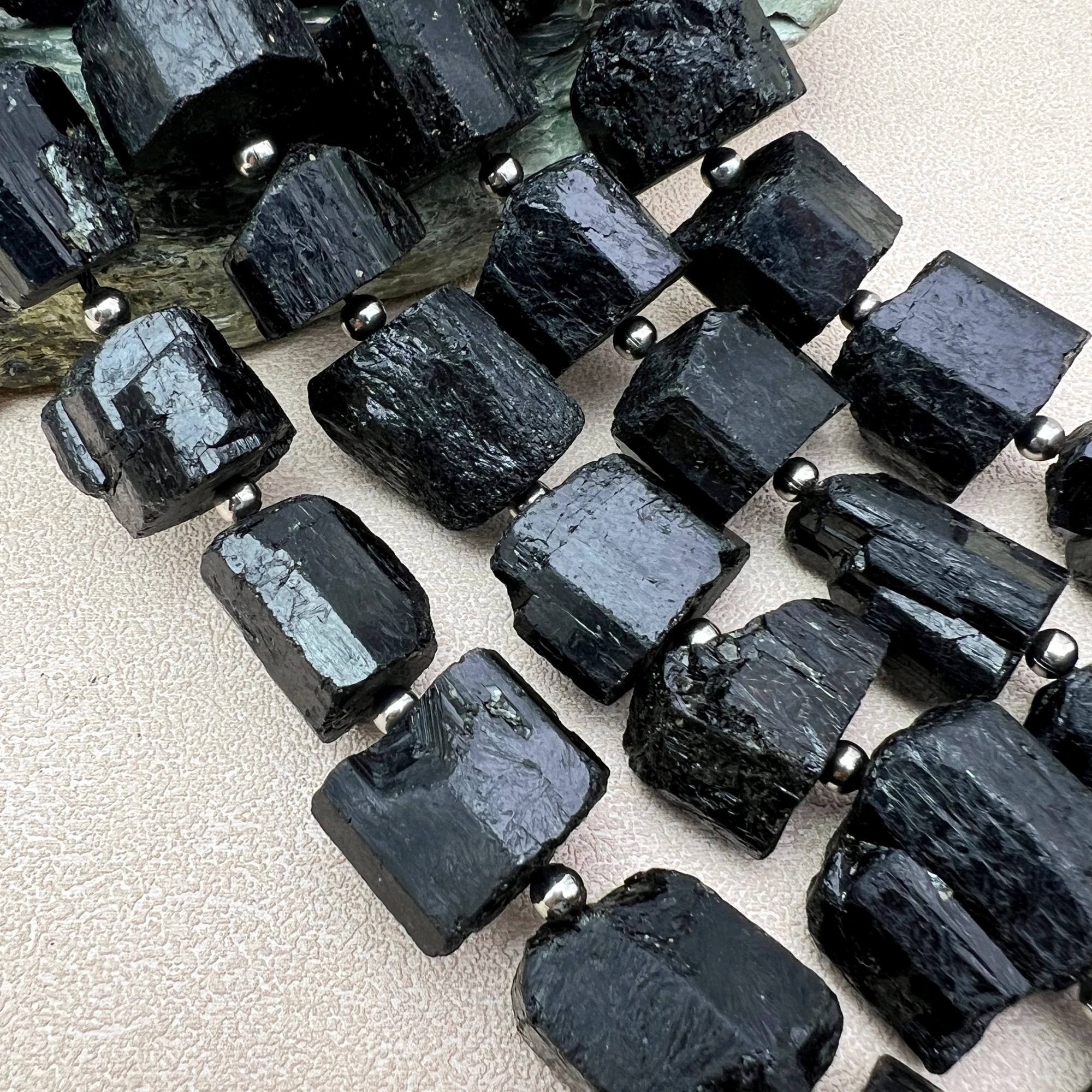 

Over 20MM Large Rough Natural Black Tourmaline Jet Stone Nugget Beads For DIY Jewelry Making