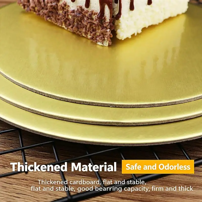 ~10pcs Durable Inch Round Cake Board Golden Cardboard Cake Cardboard Circle Dessert Tray Baking Cakes
