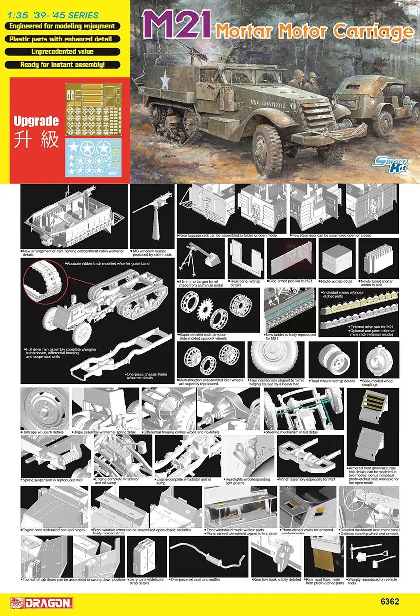 DRAGON 1/35 6362 M21 Mörtelmotorwagen 81 mm Upgrade-Modellbausatz