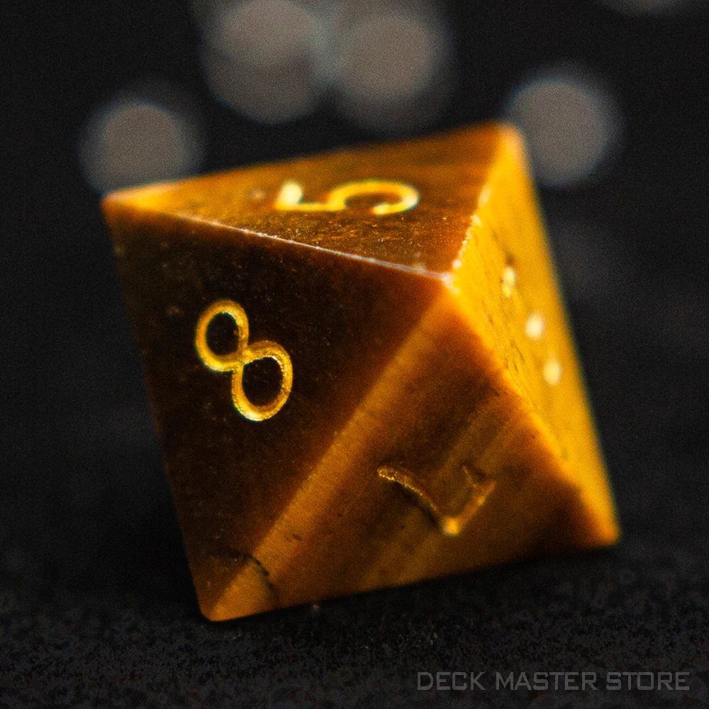 Yellow Tiger Eye Dice Polyhedral Gemstone Various Shapes Digital D20 DnD Dice for D&D TRPG Magic Tabletop Games Board Games Dice