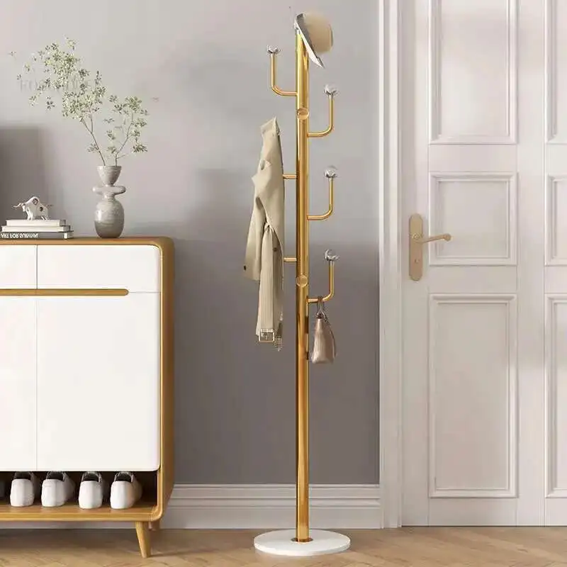 

Floor Home Clothes Rack Simple Entrance Door Coat Racks For Bedroom Light Luxury Living Room Corner Hanger Bag Storage Shelf GM