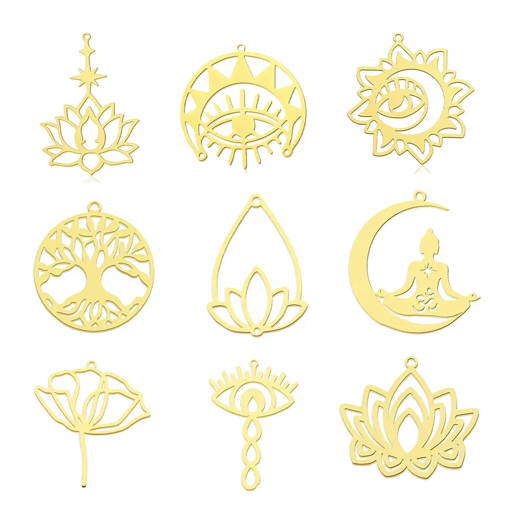 5pcs/lot Stainless Steel Om Yoga Buddha DIY Charm Pendant Wholesale Life Tree Jewelry Findings Earring Making Top Quality