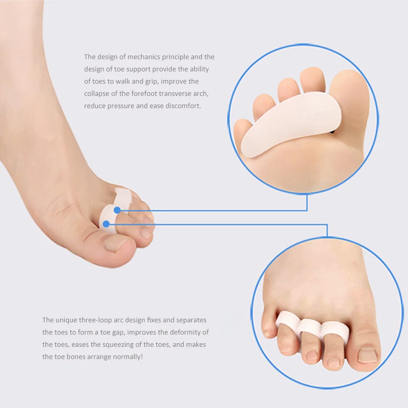 =Silicone Gel Hammer Toe Straightener Corrector for Curled Toes Hallux Valgus Feet Foot Care Bunion Adjuster Tool