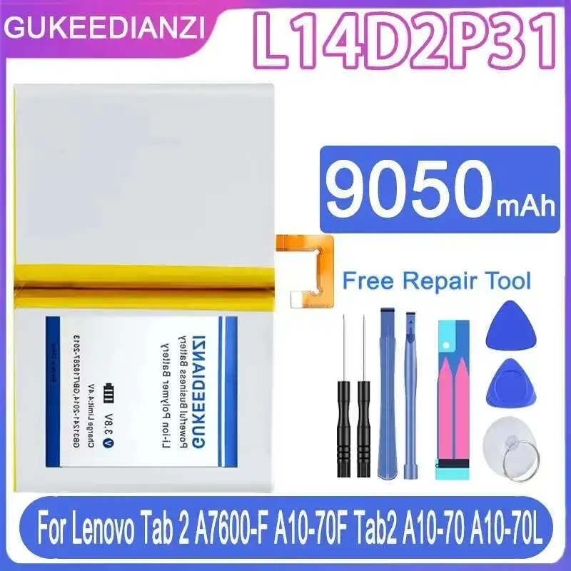

For Lenovo Tab 2 A7600-F A10-70F Tab2 A10-70 A10-70L, L14D2P31, 9050mAh Tablet Battery