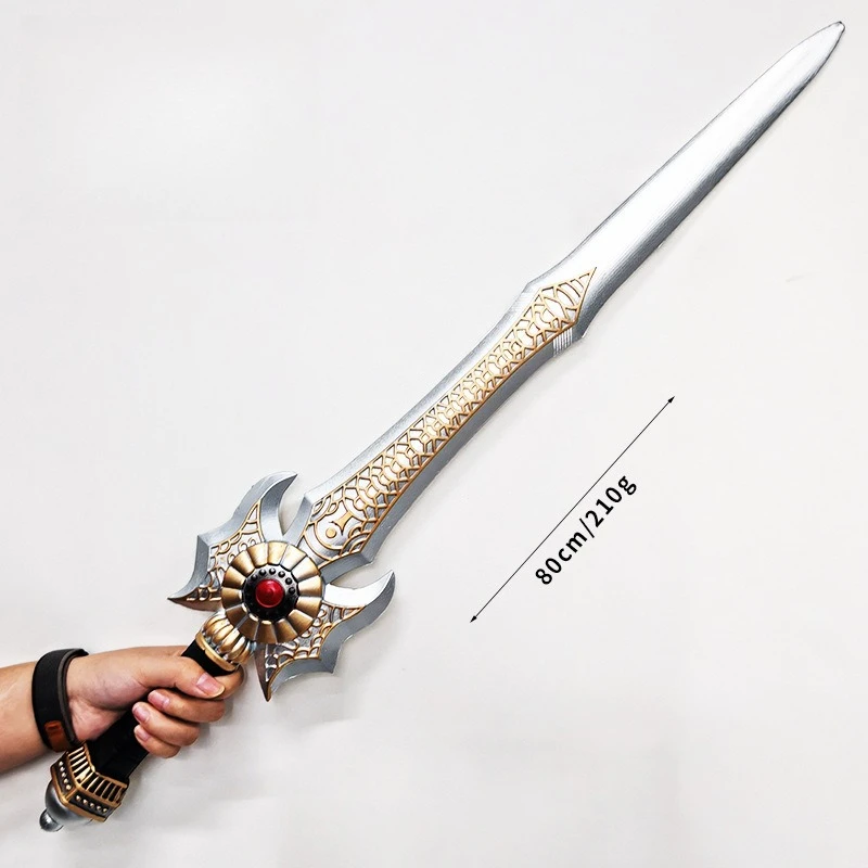 80 سنتيمتر/31.50in العصور الوسطى الفضة الفرسان السيف الأسلحة نموذج بولي المطاط المطاط لينة الدعامة كوس السيف عالية الجودة شاشة لسطح المكتب الحلي