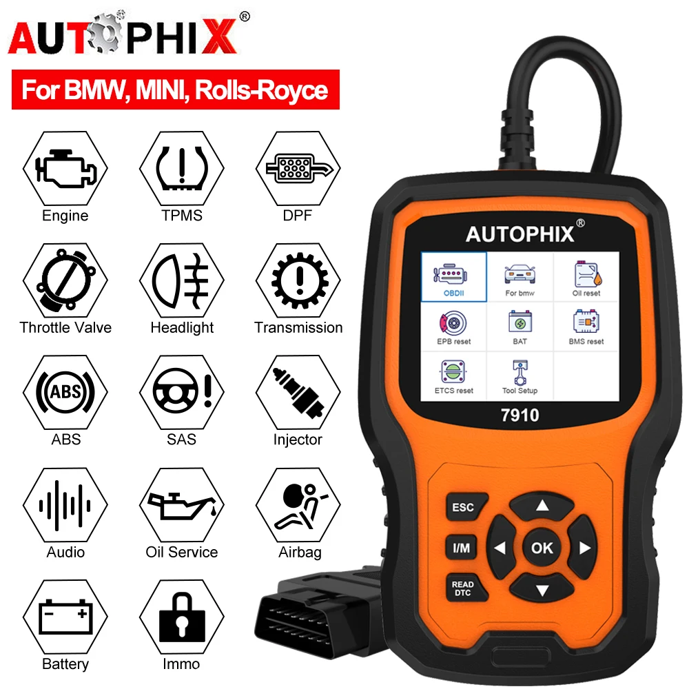 

Autophix 7910 OBD2 Auto Scanner For BMW MINI TPMS Oil SAS Airbag Battery Reset All System Car Diagnostic Tool For Rolls Royce