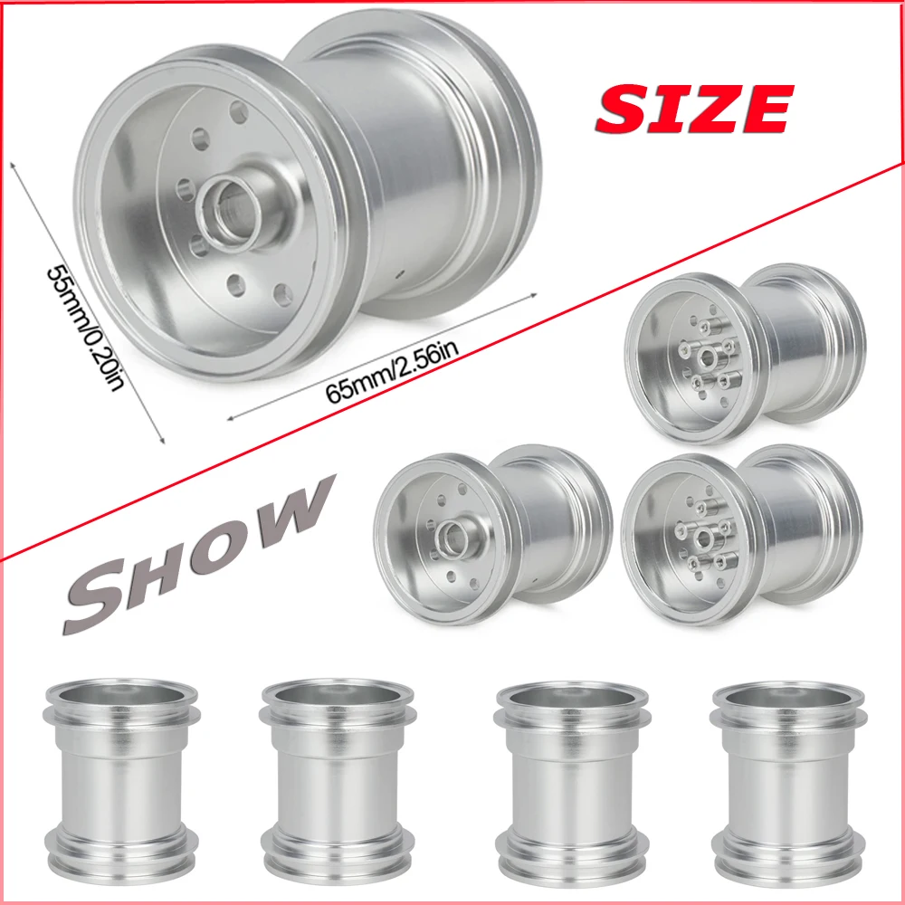

4PCS 1/10 RC Car Wheels Rim Aluminum Front/Rear Wheel Hub Rims For Big Tire Tamiya CW-01 LunchBox Midnight Pumpkin RC Car Parts
