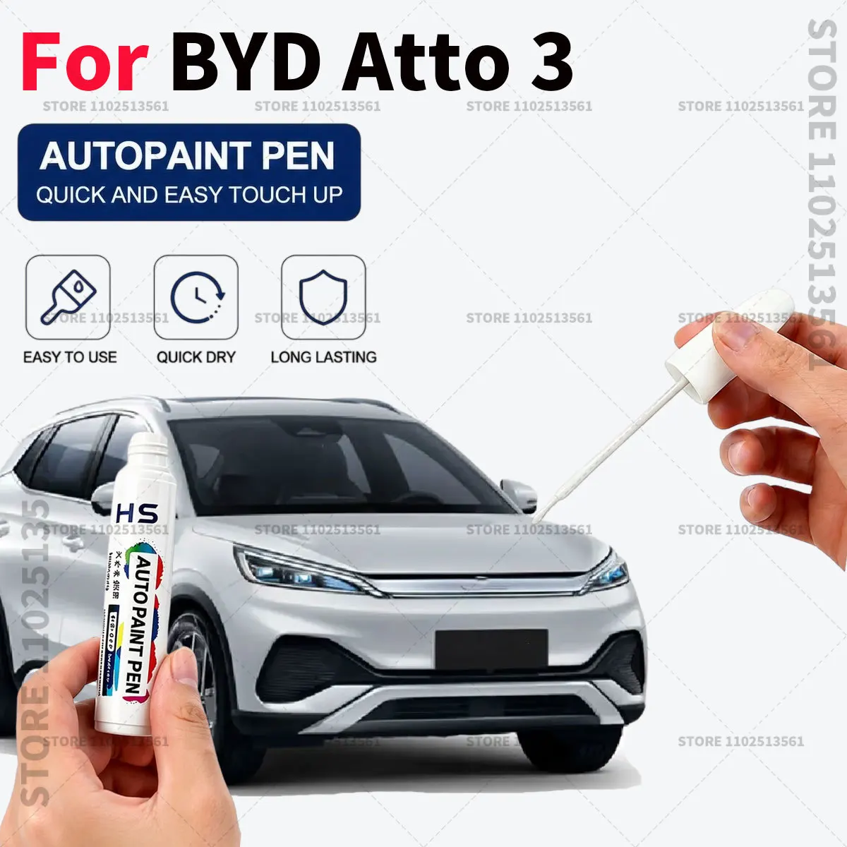 Car Touch Up Paint Pen Deep Scratch Repair Auto Paint Brush For BYD Atto 3 Surf Blue Tarol Purple White Ski Oxygen Blue Grey