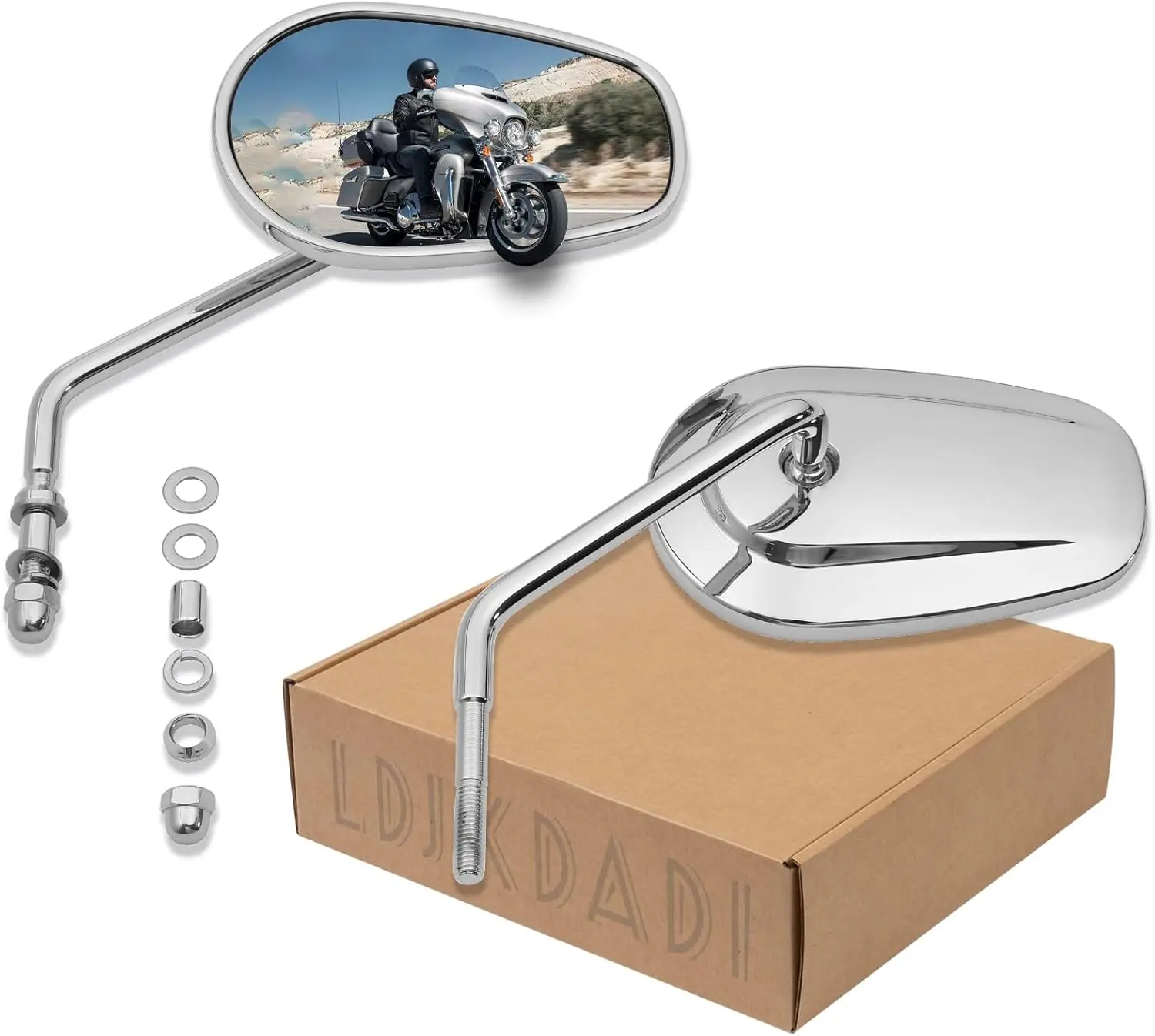 

Chrome Motorcycle Mirrors for Harley-Davidson Models 1982-2023, Sportster Road King Street Glide