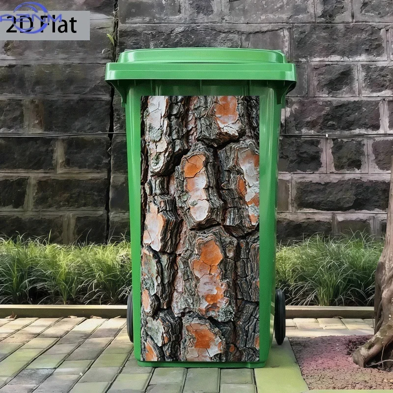 2D Flat Printing 1pc 2D Pattern Printed Kitchen Trash Can Sticker 37x82cm Pine Bark Age Marks Themed Kitchen Home Decor Wallpa