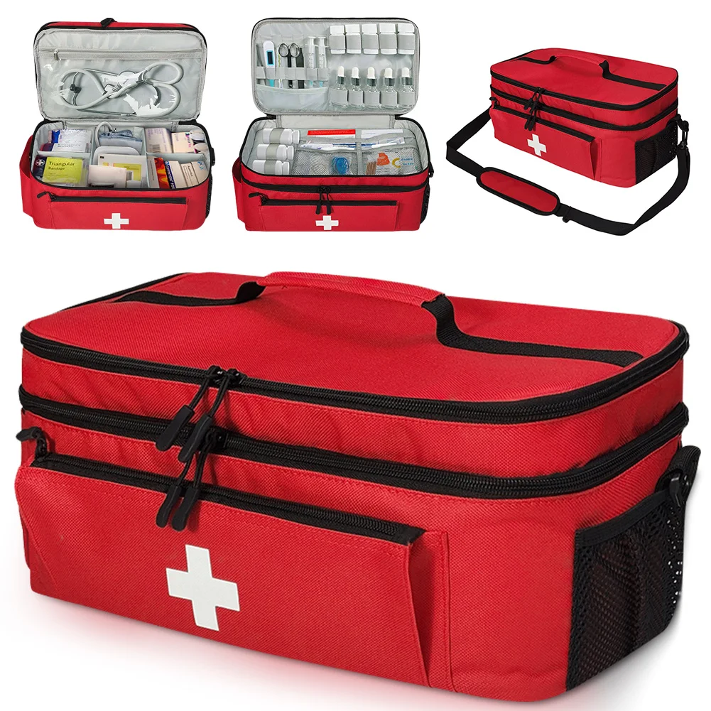 

Pill Bottle Organizer with Lockable Zippers Travel Emergency Kit Medication Organizer Medication Travel Case for Home Travel