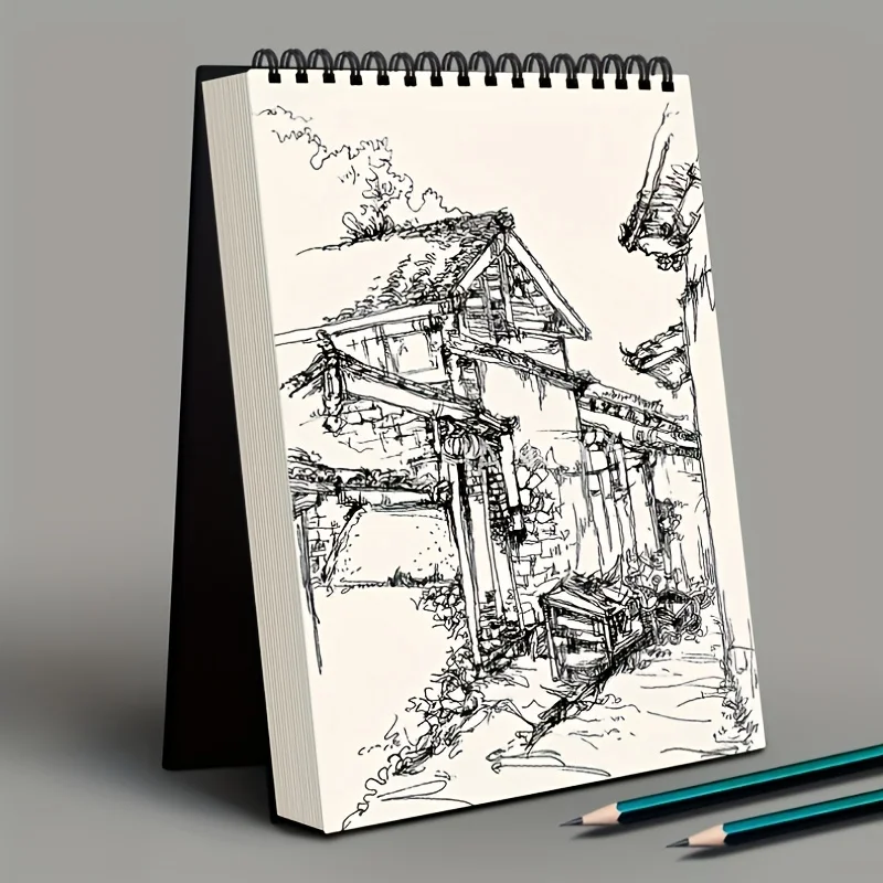 4-Pack A6 Premium Art Sketchbook Set, With a Top Spiral Binding, Suitable for Artistic Painting and Sketching. Perfect Gift for
