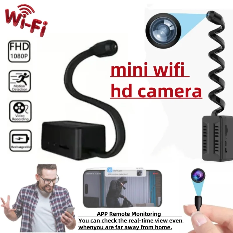 WiFi 1080P HD Mini Câmera de Segurança IP Reomote Monitoramento Corpo Cam 360 °   Lente giratória visão noturna pequena filmadora alarme Espia