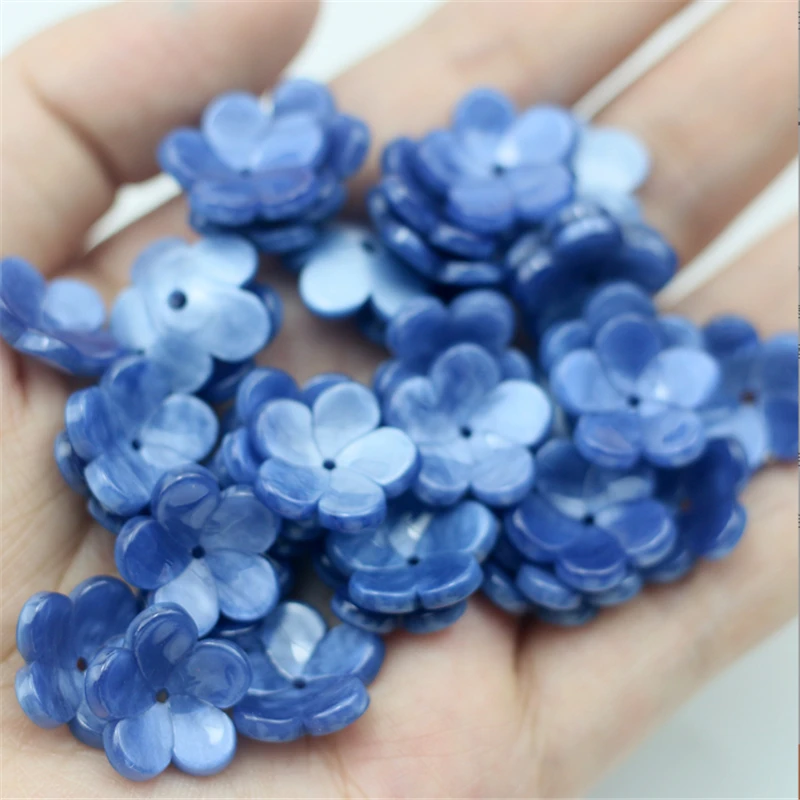 20Pcs/Lot New Acetic Acid 17MM Torus Resin Round Flower Beads Cap Sakura Charm Connectors Diy Hair Jewelry Making Accessories