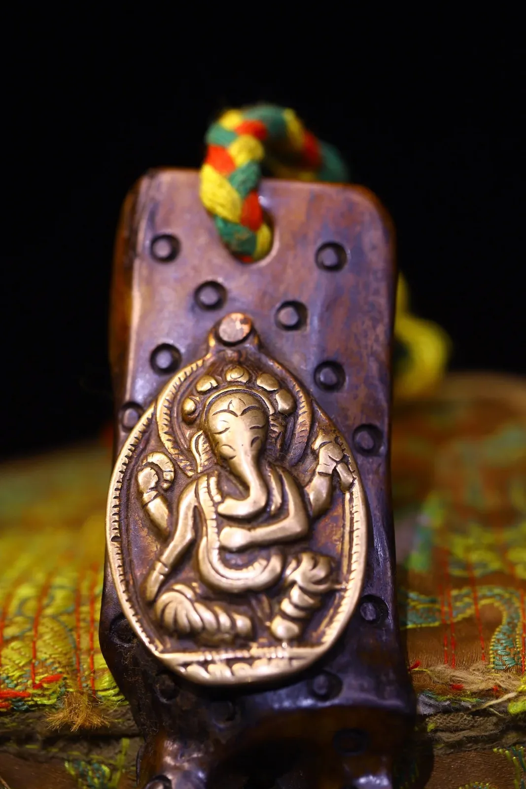 Gabbra Cinnabar Ganesha Buddha Card Kapala Pendant Amulet Dharam Town house