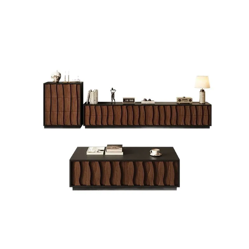 Medieval style 2026 new living room TV cabinet side cabinet coffee table small apartment combination storage cabinet integrated