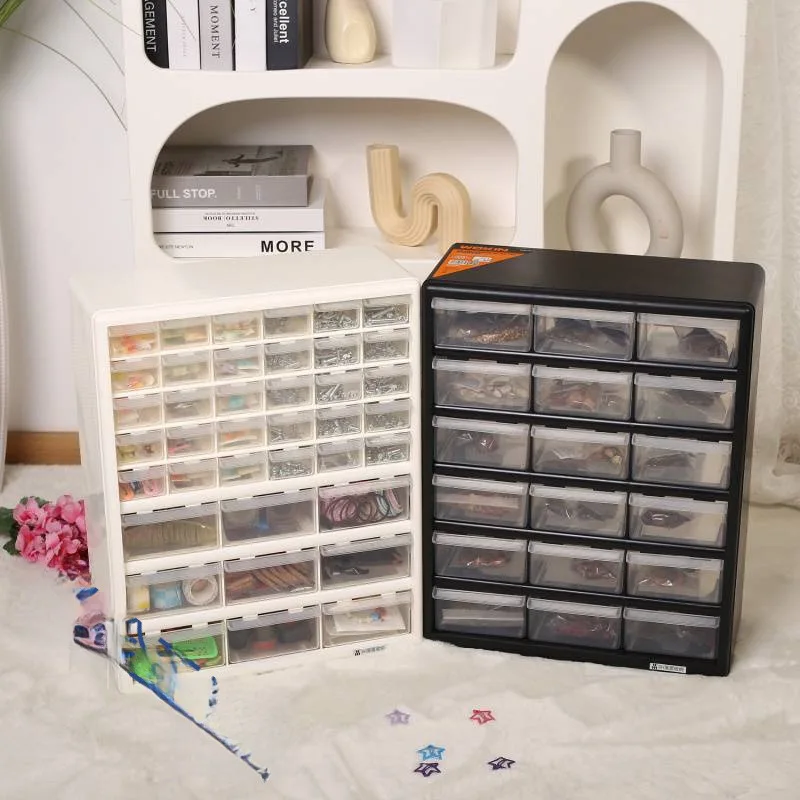 

Drawer-type parts box storage cabinet box household grid plastic transparent tool box storage material