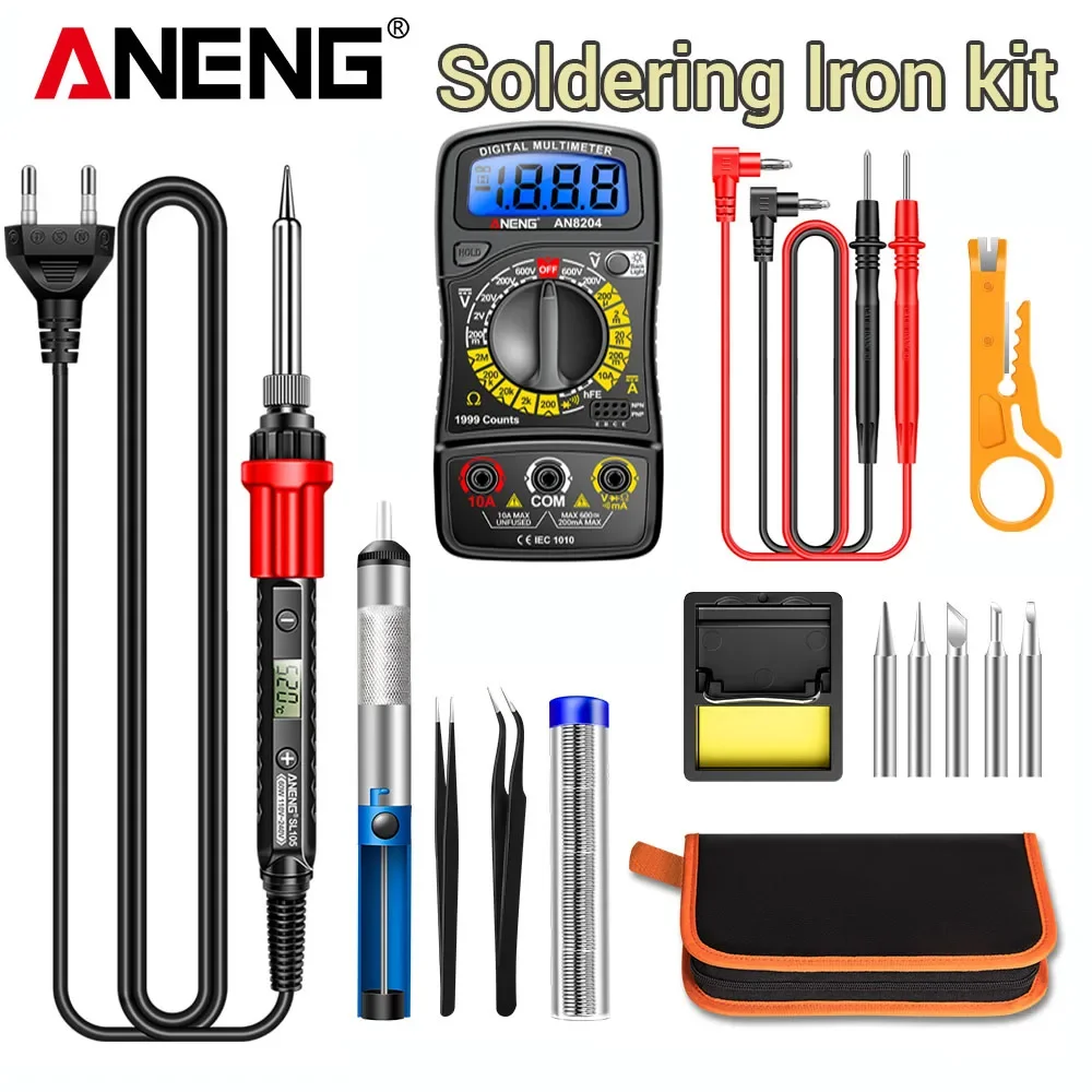 

ANENG SL105 60W Electric Soldering Iron Digital Display Adjustable Temperature 110V/220V Intelligent Welding Maintenance Set Too